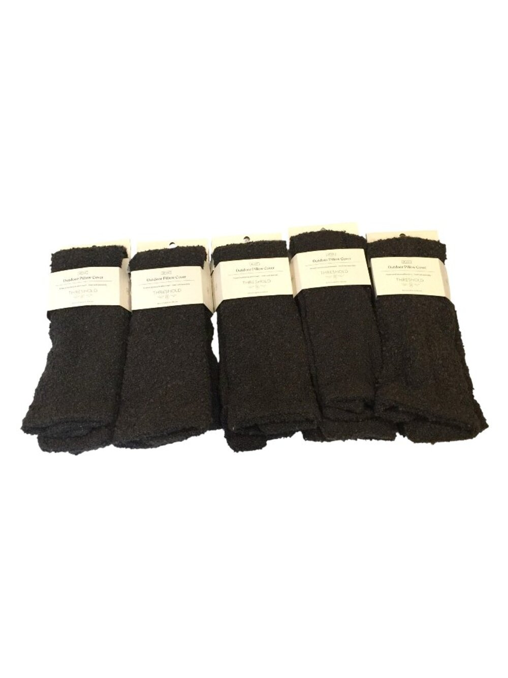 Threshold Outdoor Textured Charcoal Brown Gray Pillow Covers 24" x 12" Set of 5